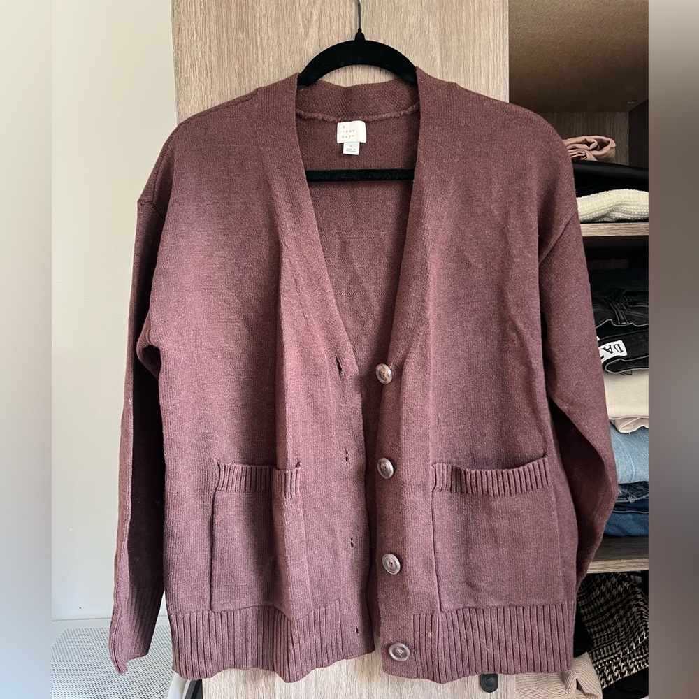 Small Brown Button Cardigan Sweater